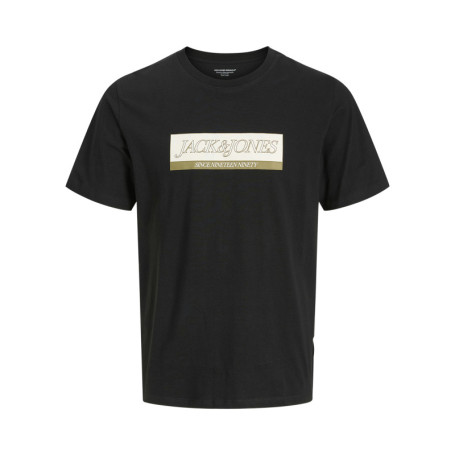 T-shirt en coton noir avec un logo beige...