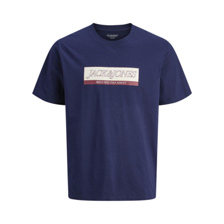 T-shirt en coton marine avec un logo rouge...