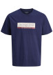 Thumbnail T-shirt en coton marine avec un logo rouge imprimé et un col rond