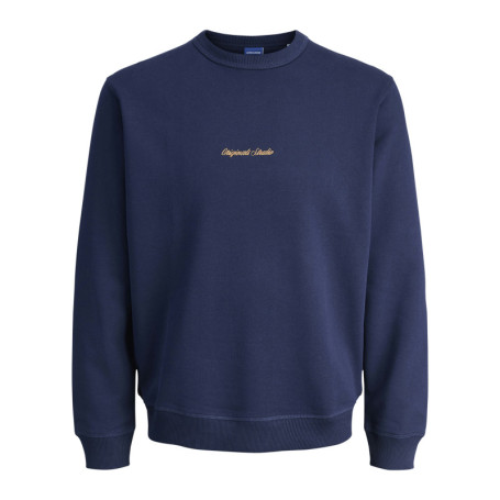 Sweat en coton marine avec un logo orange brodé...