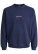Thumbnail Sweat en coton marine avec un logo orange brodé et un col rond