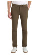 Thumbnail Pantalon Chino en coton mélangé taupe uni avec coupe slim et passants