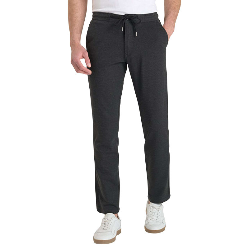 Le Temps Des Cerises - Pantalon Jogging En Coton Mélangé Anthracite Uni Avec Une Coupe Slim - Anthracite Le Temps Des Cerises - Pantalon Jogging En Coton Mélangé Anthracite Uni Avec Une Coupe Slim - Anthracite