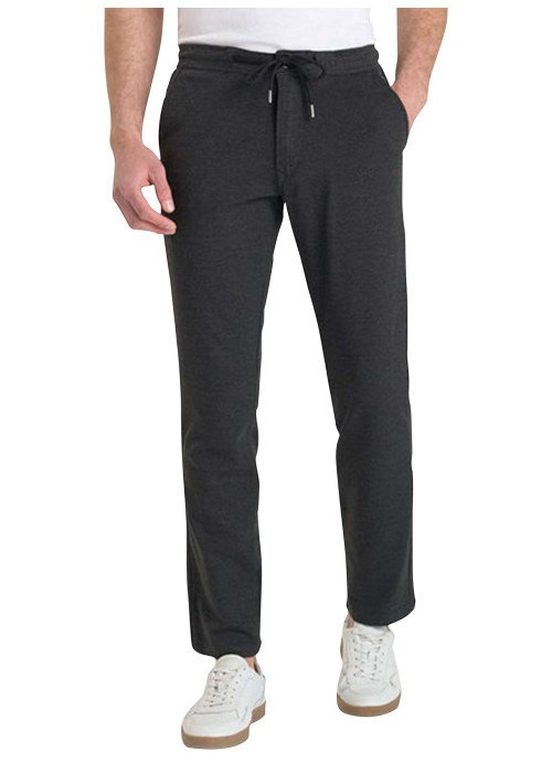 Pantalon Jogging en coton mélangé anthracite uni avec une coupe slim