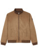 Thumbnail Blouson en cuir taupe uni avec une coupe droite et un col montant