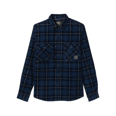 Chemise en coton marine imprimée avec un col...