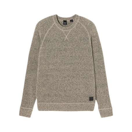 Pull beige uni avec une coupe droite à col rond...