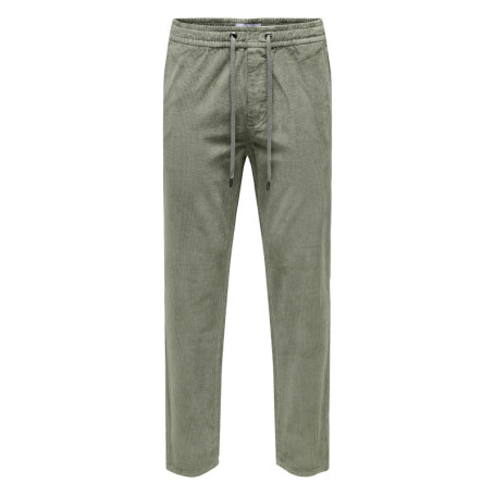 Pantalon en coton vert sauge en velours côtelé...