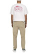 Thumbnail Pantalon en coton beige en velours côtelé à coupe regular fit - Image 2