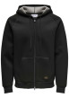 Thumbnail Sweat à capuche zippé noir uni à coupe droite avec des poches