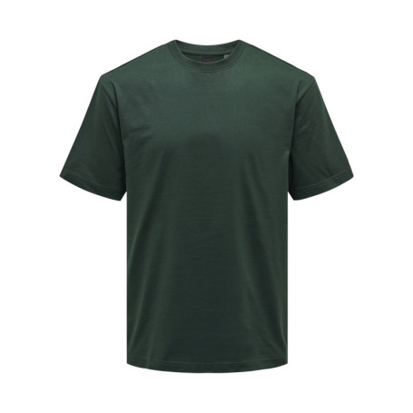 T-shirt en coton vert sapin uni à coupe droite...