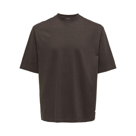 T-shirt en coton marron uni à coupe oversize...