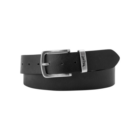 Ceinture en cuir noire unie avec boucle...