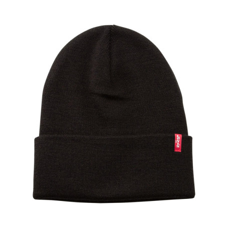 Bonnet noir uni avec large revers et étiquette...