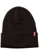 Thumbnail Bonnet noir uni avec large revers et étiquette cousue de la marque