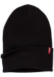 Thumbnail Bonnet noir uni avec large revers et étiquette cousue de la marque - Image 3