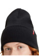 Thumbnail Bonnet noir uni avec large revers et étiquette cousue de la marque - Image 5