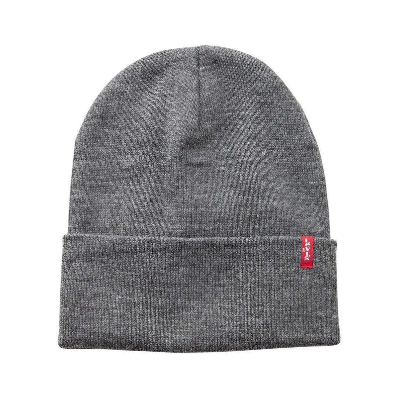 Levi's® Acc. - Bonnet Gris Uni Avec Large Revers Et Logo Contrasté De La Marque - Gris Levi's® Acc. - Bonnet Gris Uni Avec Large Revers Et Logo Contrasté De La Marque - Gris