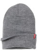 Thumbnail Bonnet gris uni avec large revers et logo contrasté de la marque - Image 3