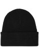Thumbnail Bonnet en coton noir uni avec large revers et logo de la marque à l'avant - Image 2