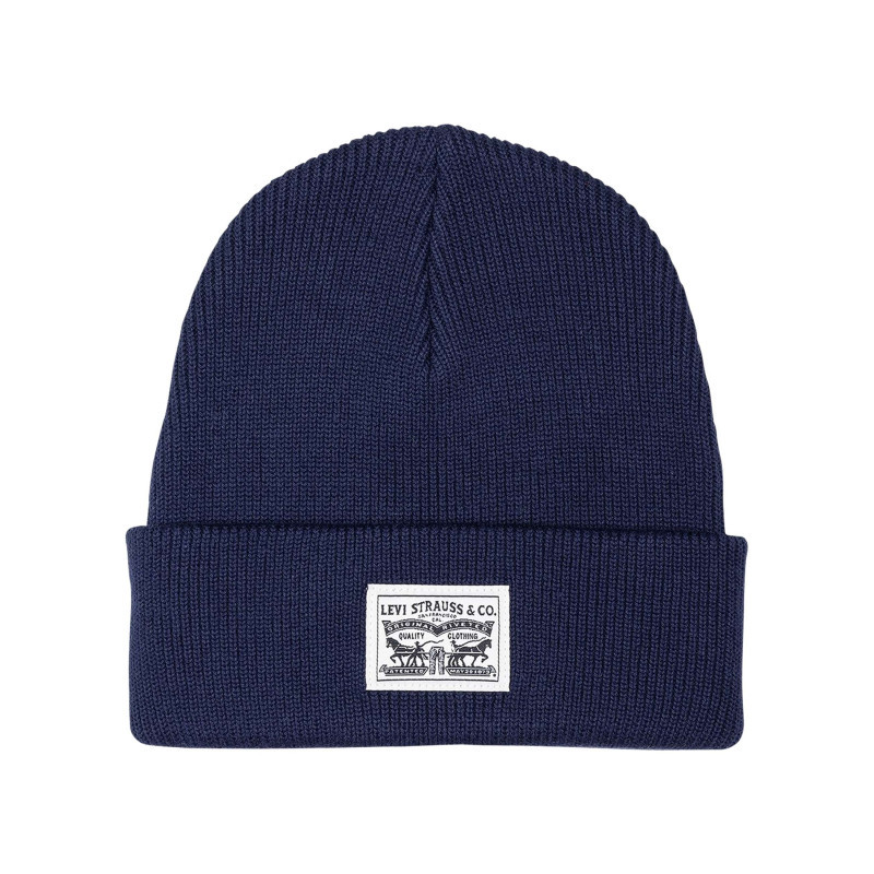 Levi's® Acc. - Bonnet Marine Uni En Coton Avec Large Revers Et Logo De La Marque à L'avant - Marine Levi's® Acc. - Bonnet Marine Uni En Coton Avec Large Revers Et Logo De La Marque à L'avant - Marine