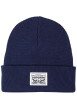 Thumbnail Bonnet marine uni en coton avec large revers et logo de la marque à l'avant