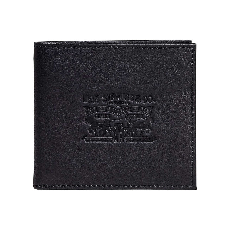 Levi's® Acc. - Portefeuille Noir Uni En Cuir Avec Logos De La Marques Et Multiples Rangements - Noir