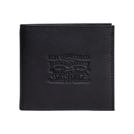 Portefeuille noir uni en cuir avec logos de la...