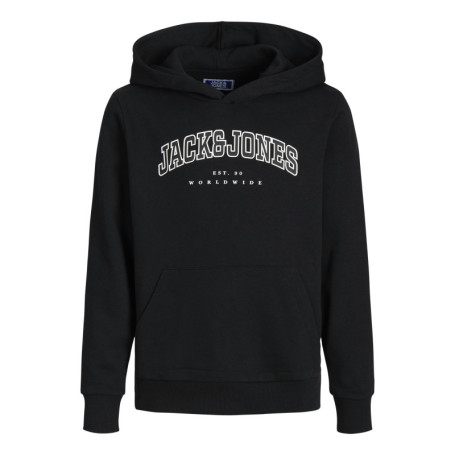 Sweat noir uni avec une coupe droite un col à...