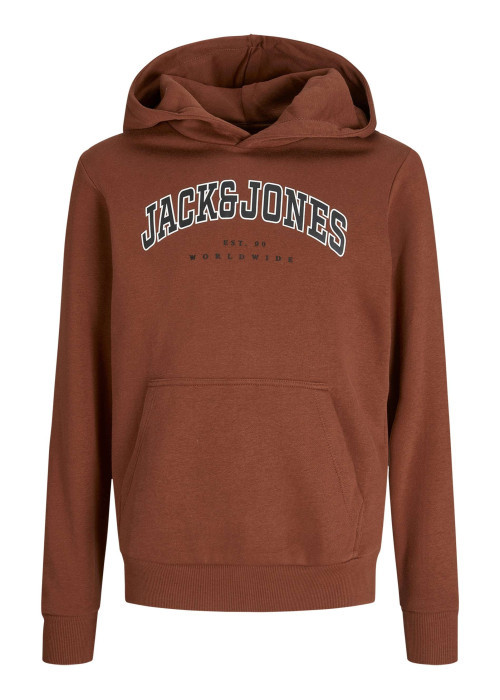 Sweat brique à manches longues uni avec un col à capuche et une coupe droite