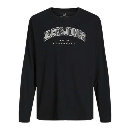 T-shirt manches longues en coton noir uni avec...