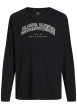 Thumbnail T-shirt manches longues en coton noir uni avec une coupe droite et un col rond