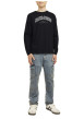 Thumbnail T-shirt manches longues en coton noir uni avec une coupe droite et un col rond - Image 4