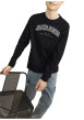 Thumbnail T-shirt manches longues en coton noir uni avec une coupe droite et un col rond - Image 5