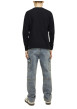 Thumbnail T-shirt manches longues en coton noir uni avec une coupe droite et un col rond - Image 7