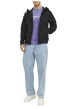 Thumbnail Blouson à manches longues noir uni avec une coupe droite et un col à capuche - Image 4