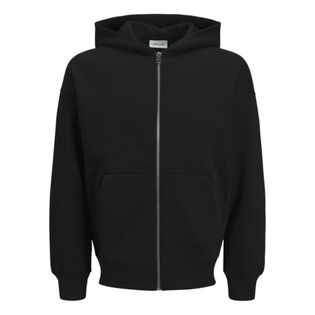 Sweat zippé noir uni avec une coupe droite et...