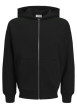 Thumbnail Sweat zippé noir uni avec une coupe droite et un col à capuche
