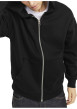 Thumbnail Sweat zippé noir uni avec une coupe droite et un col à capuche - Image 4