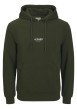 Thumbnail Sweat vert uni avec une coupe droite un col à capuche et des manches longues