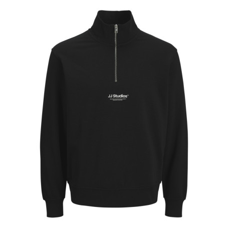 Sweat à manches longues noir uni avec un col...