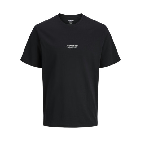 T-shirt en coton noir uni avec une coupe droite...