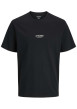 Thumbnail T-shirt en coton noir uni avec une coupe droite et un col rond