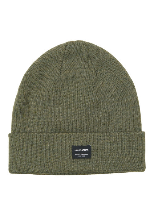 Bonnet kaki en maille piquée avec un patch iconique sur le revers