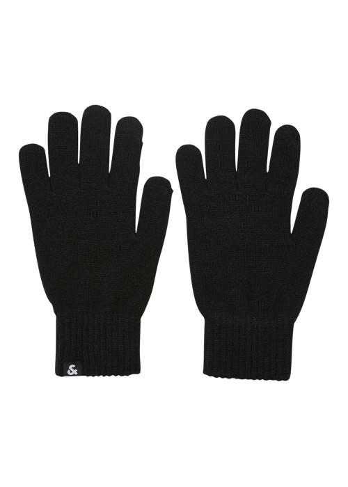 Gants noirs unis avec le logo iconique au poignet et les bords côtelés