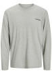 Thumbnail Pyjama Long en coton gris uni avec un col rond et une coupe fermée