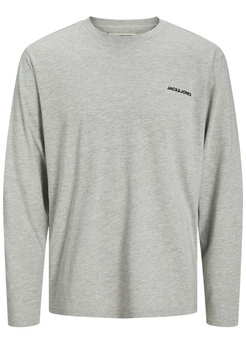 Pyjama Long en coton gris uni avec un col rond et une coupe fermée