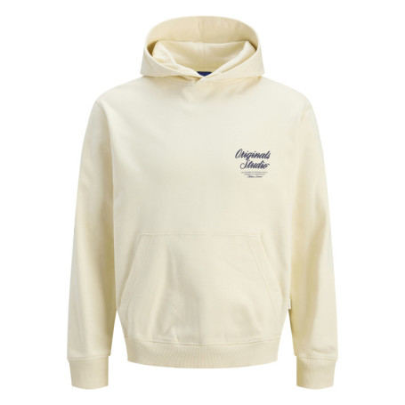Sweat en coton mélangé écru imprimé avec une...