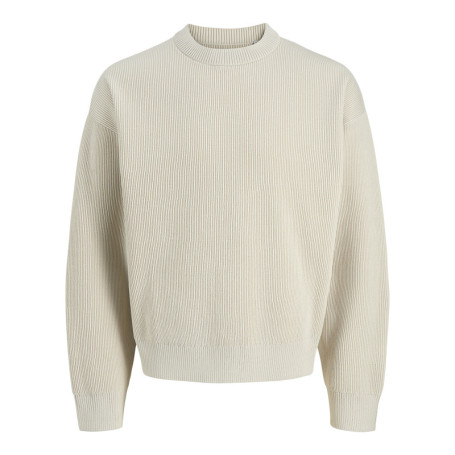 Pull écru en maille côtelée avec une coupe...