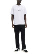 Thumbnail T-shirt en coton blanc uni avec une coupe droite et un col rond - Image 3